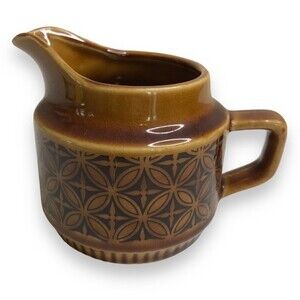 Vintage 1960s Royal Sealy Creamer Brown Pattern Made in Japan 5 X 3.5 Inches